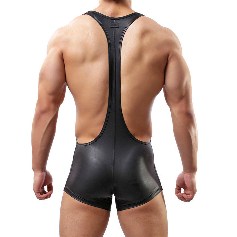 Men's Patent Leather Jumpsuit - Fashion Party Wear & Stylish Bodysuit