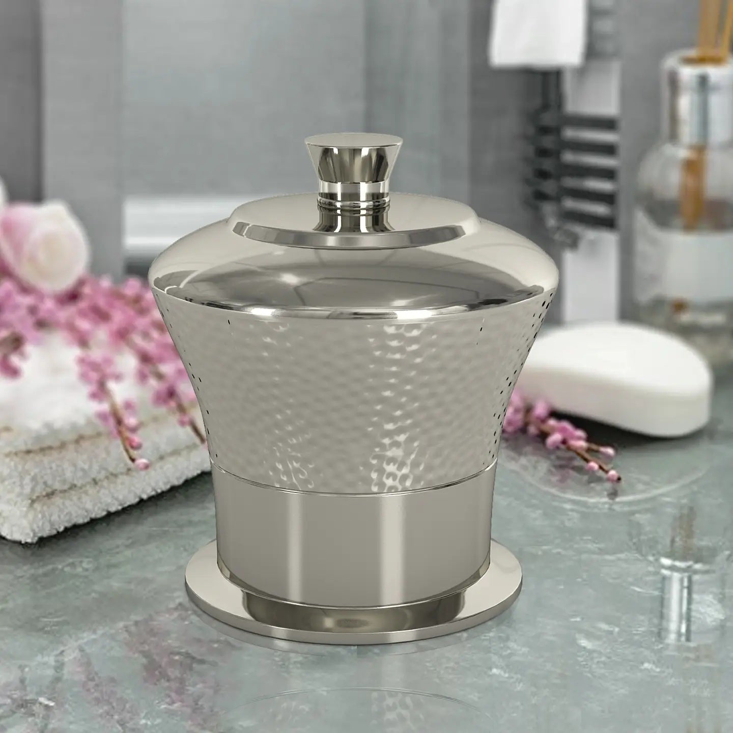 Classic Stainless Steel Vanity Jar Stylish Storage For Cotton