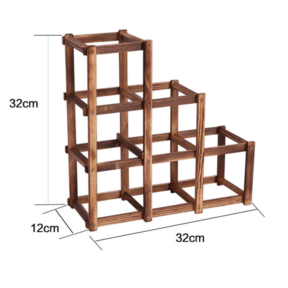 Wood Wine Rack Folding 6-Bottle Storage Carbonized Wood Home Bar