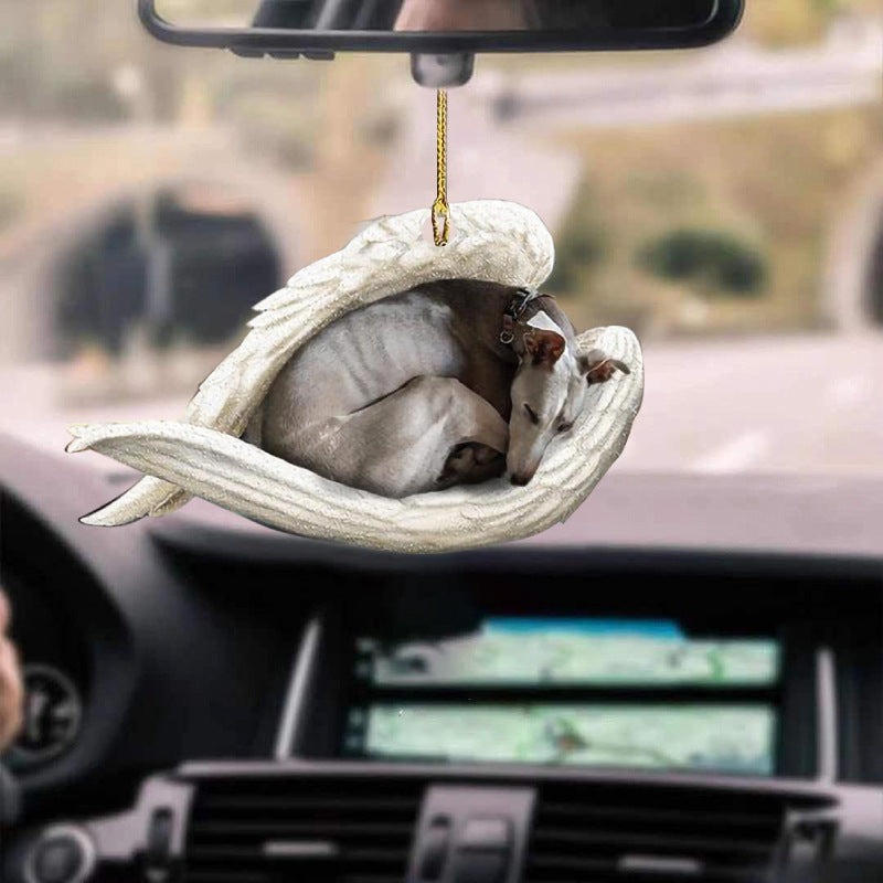 Lazy Dog Pendant Keychain Ornament with Colorful Acrylic Design