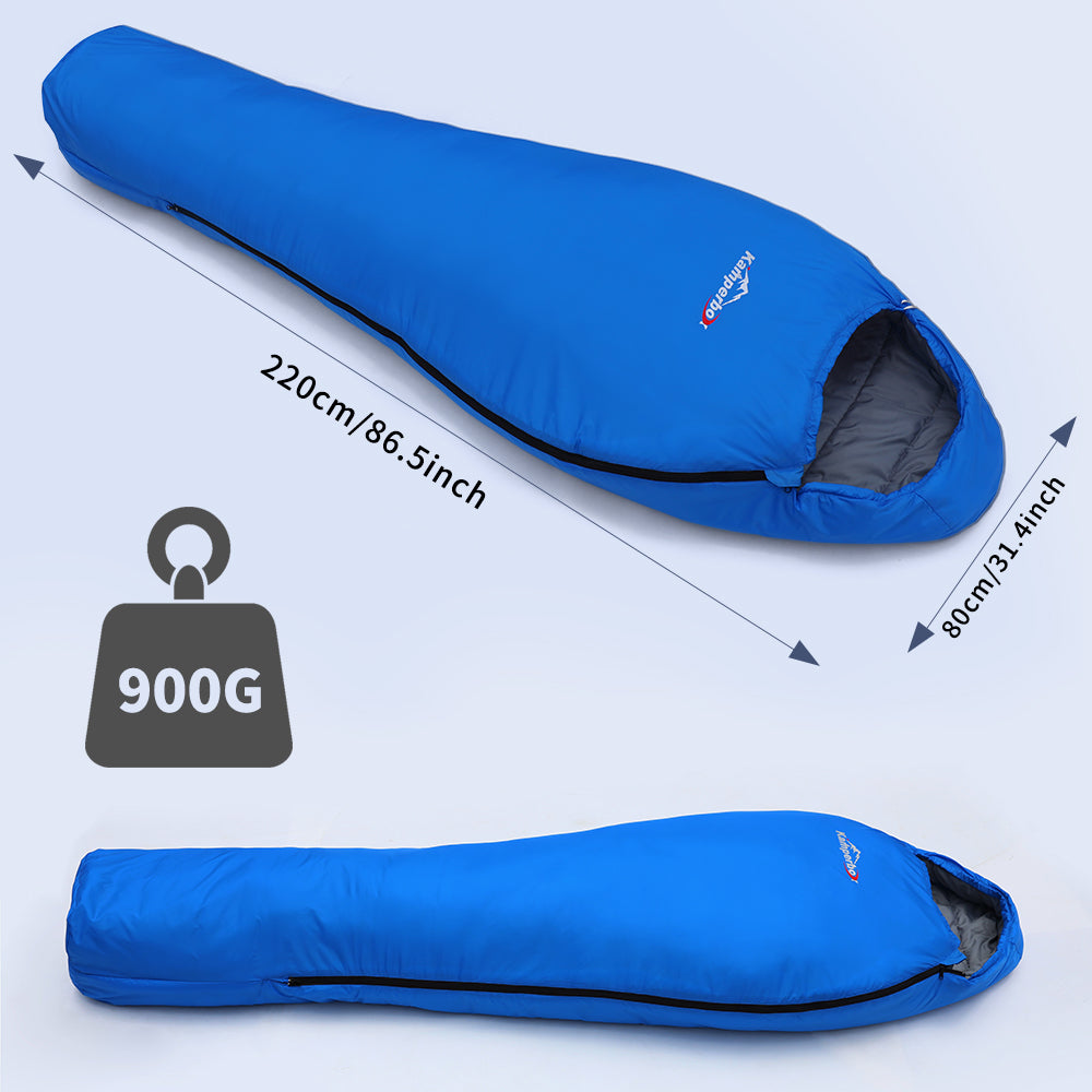 3-Season Camping Sleeping Bag - 220x80cm, Blue