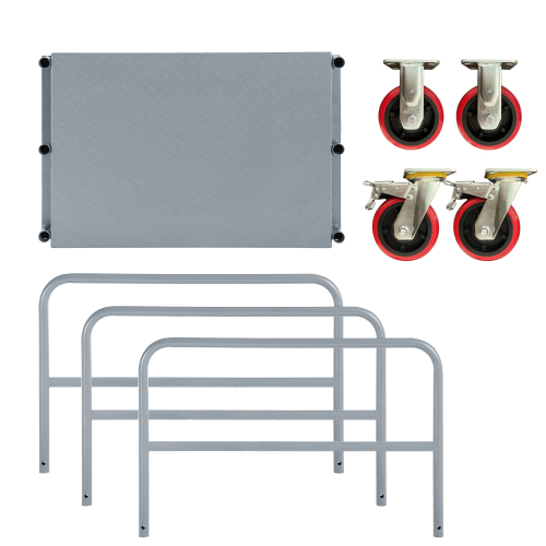 Heavy Duty Steel Platform Truck 2000lbs with 6 Swivel Brake Casters and Side Handrails