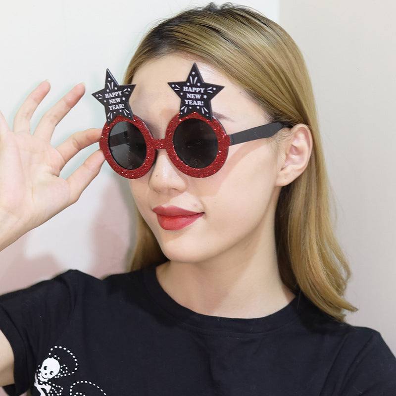 Funny New Year Party Glasses Supplies Photo Props Unisex Dress Up Accessories