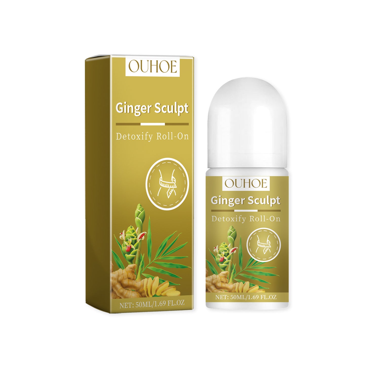 Ginger Sculpt Detoxify Roll-On - Firming Body Contour Massage Tool - 50ml