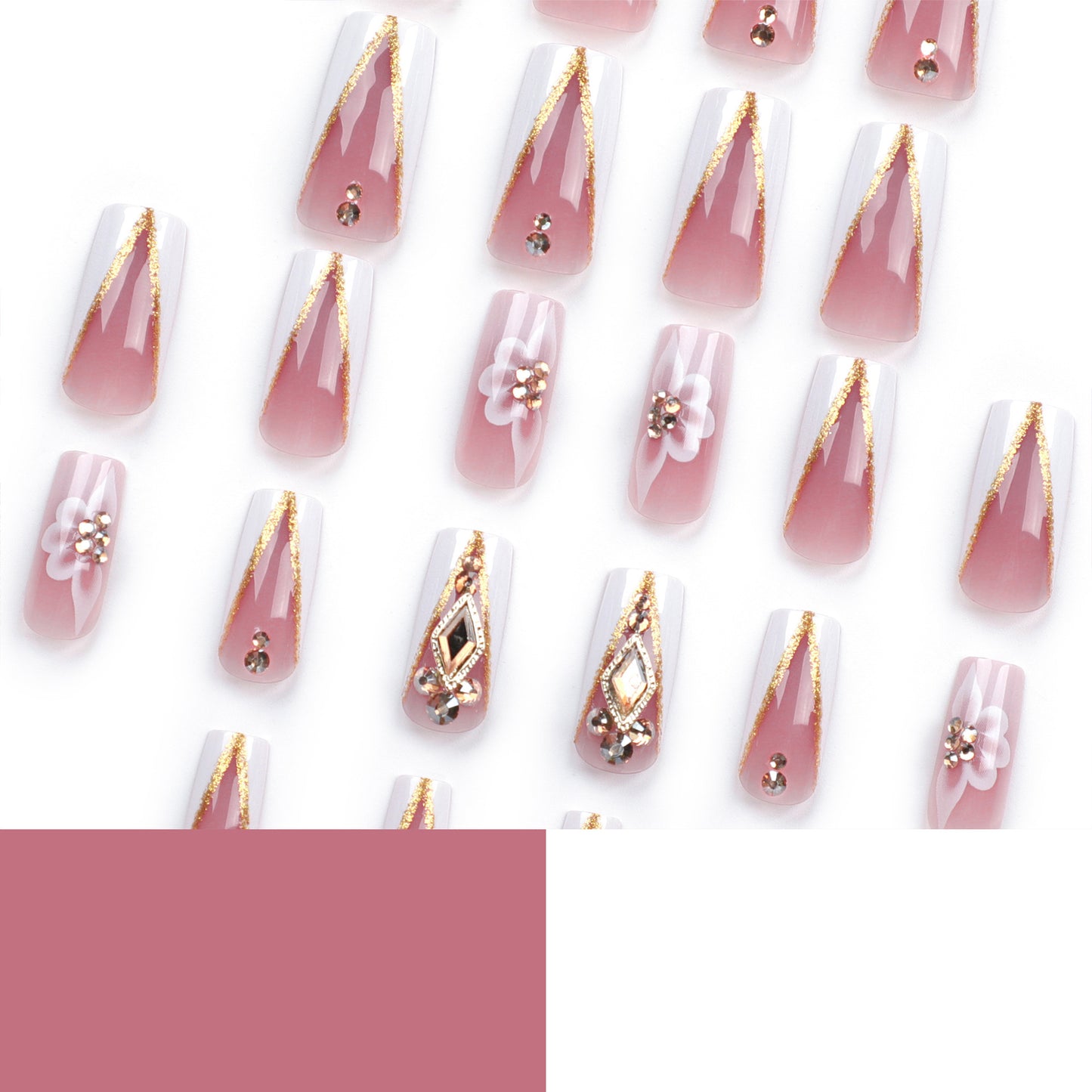 Women's French Flower Manicure Kit with 3D Nail Art and Glue