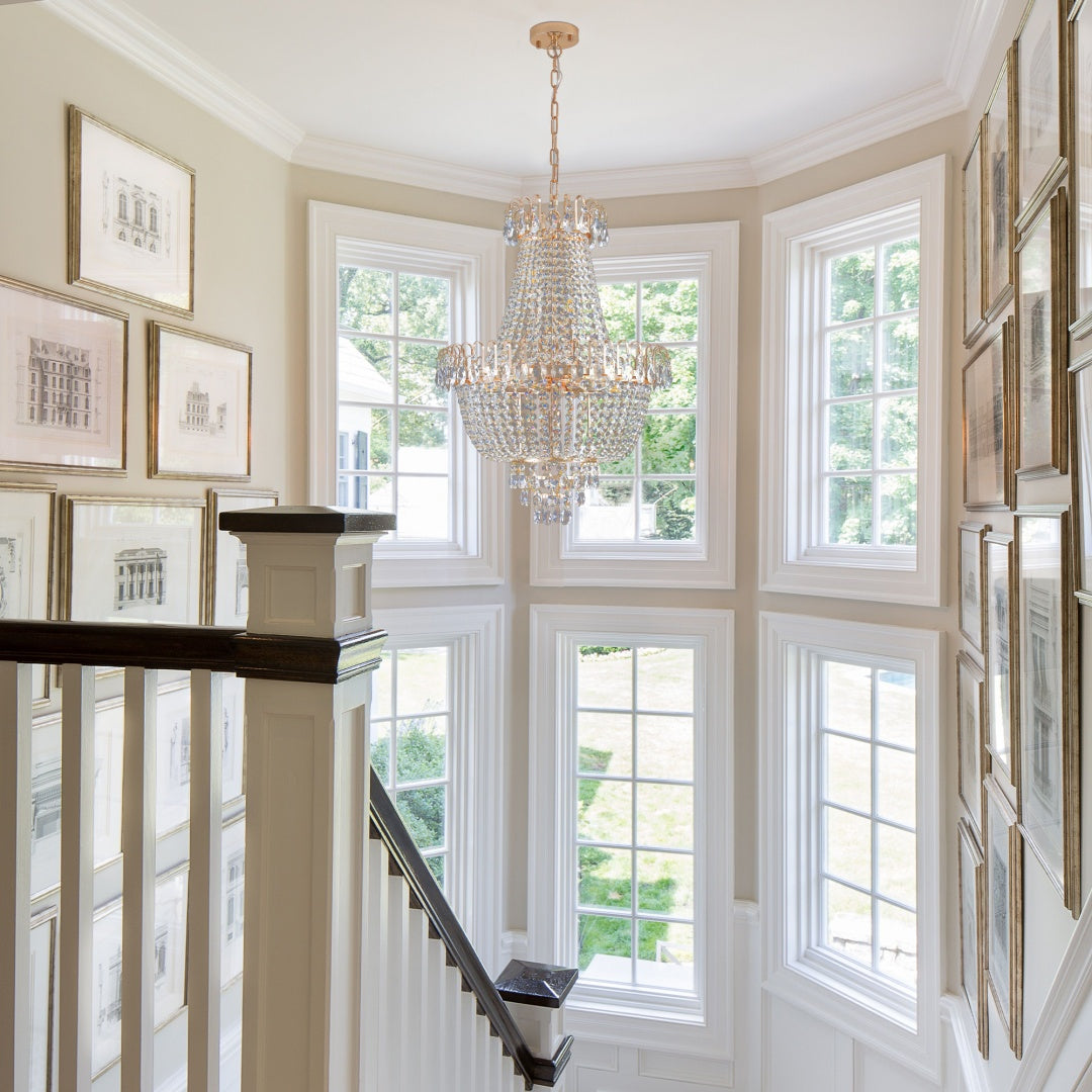 Large Gold Crystal Chandelier - Contemporary Ceiling Light Fixture