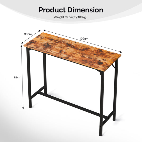 43-Inch Brown Bar Height Table - Durable MDF Top & Metal Frame