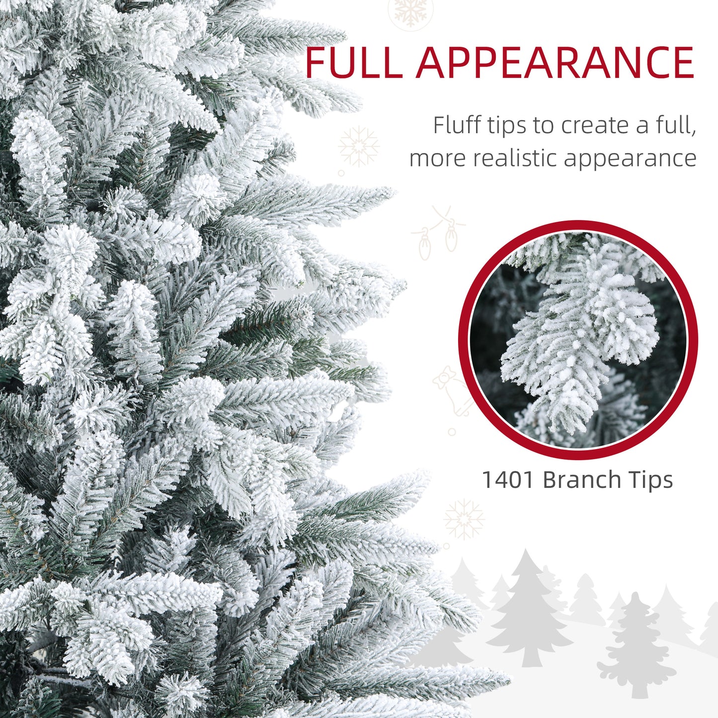7ft Snow-Flocked Artificial Christmas Tree - Easy Assembly