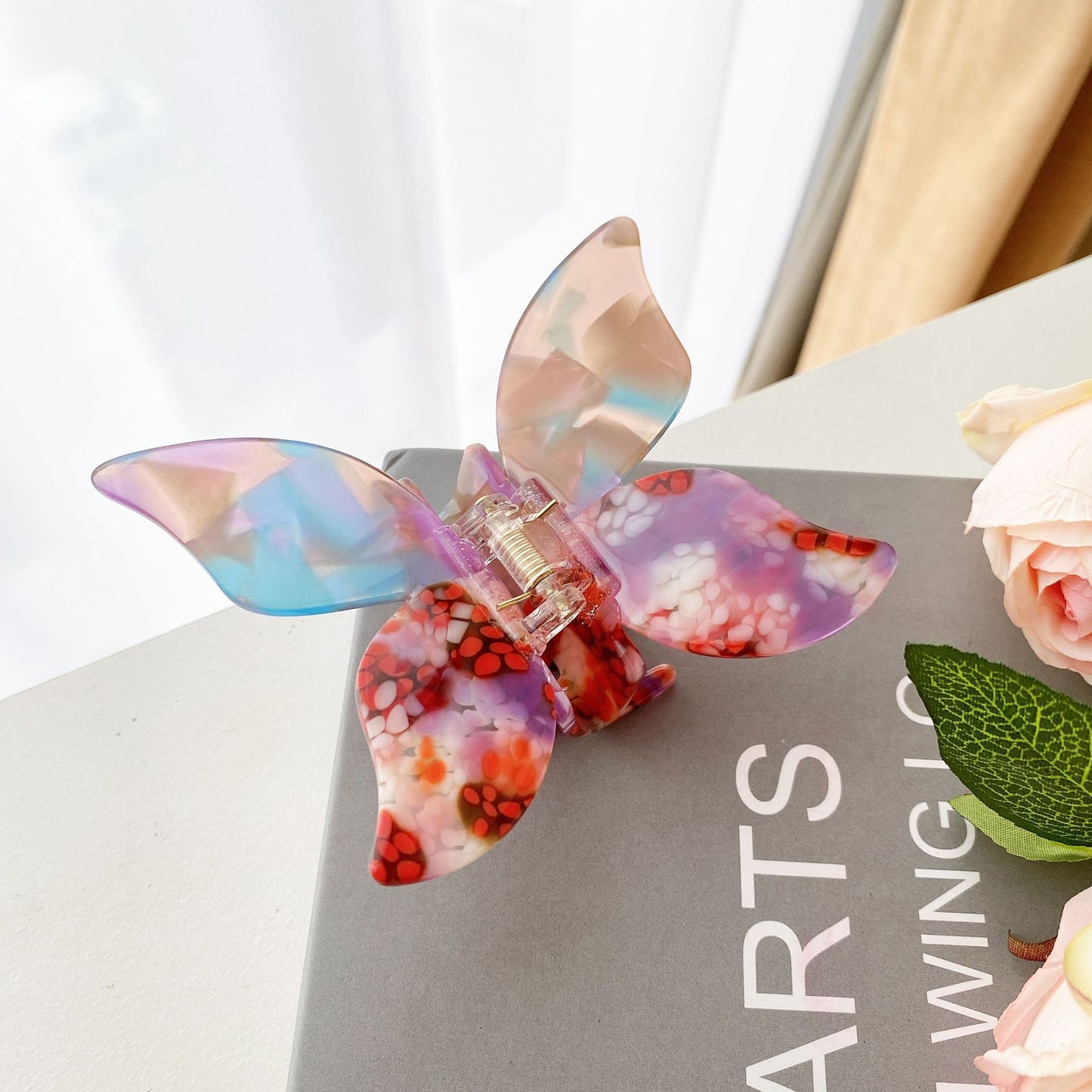 Butterfly Hairpin Girl Clip Back Head Accessory - Fuchsia Dreamy Blue Purple Bubble Blue