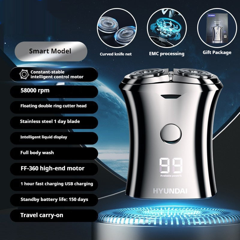Rechargeable Electric Razor with LED Display - Silver