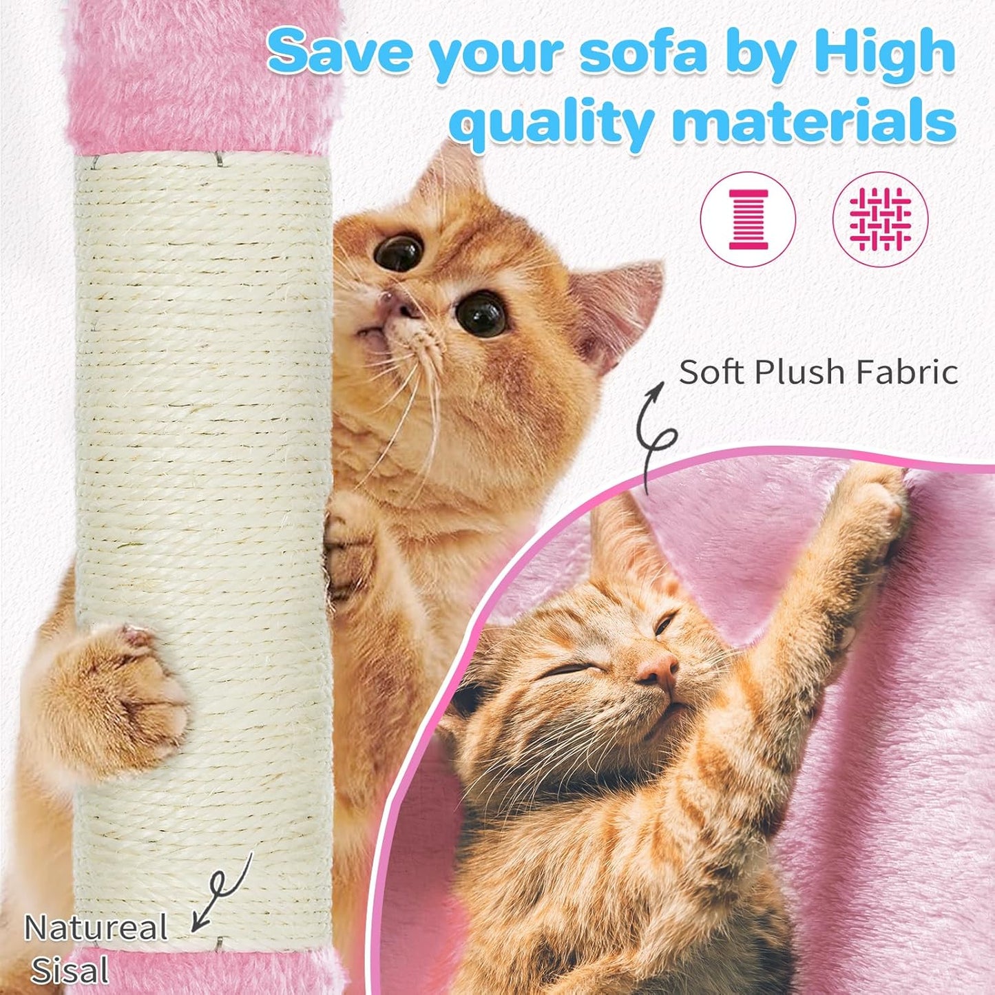 Multi-Level Cat Climbing Tree with Sisal Scratch Post and Resting Areas - 63 Inch