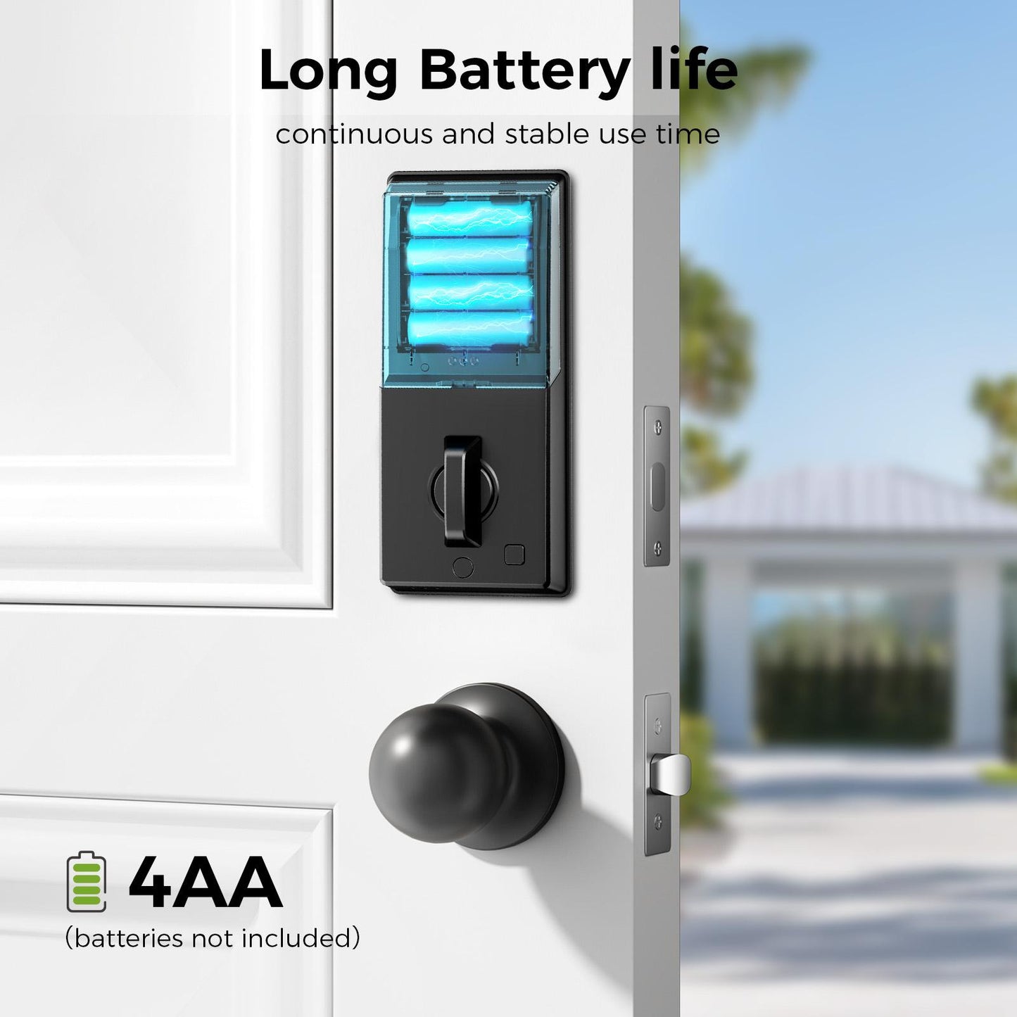 Keyless Entry Door Lock with Handle, App Control Front Door Lock Set with Keypad and Auto Lock