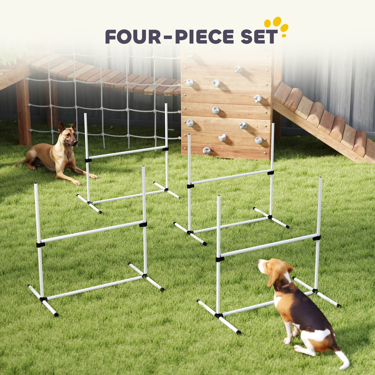 Dog Agility Training Equipment Set with Adjustable Height Jumps & Carry Bag