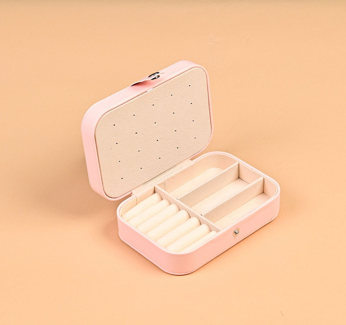 Portable Jewelry Box with Velvet Interior for Rings and Earrings