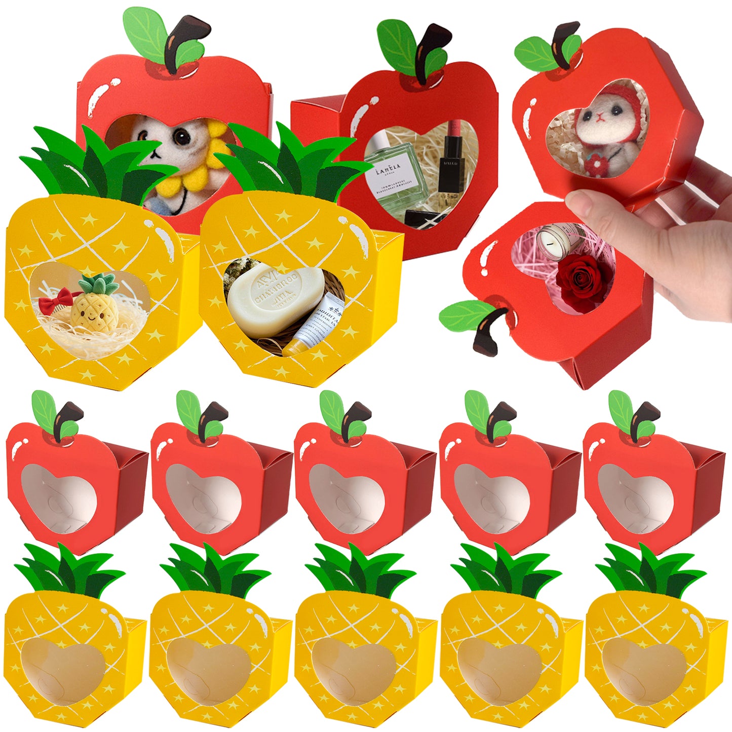 20 Pcs Cute Fruit Shaped Candy Gift Boxes - Yellow & Red
