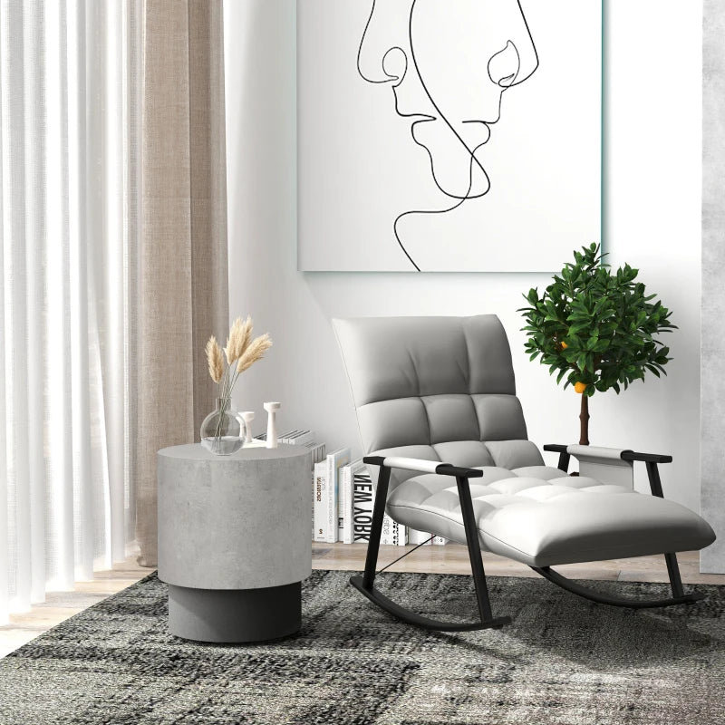 Round Lightweight Accent Table with Concrete Finish - Gray