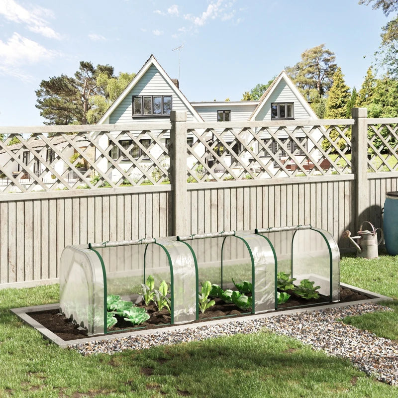 Portable Greenhouse Tunnel with 3 Zippered Doors - WaterUV PVC Cover