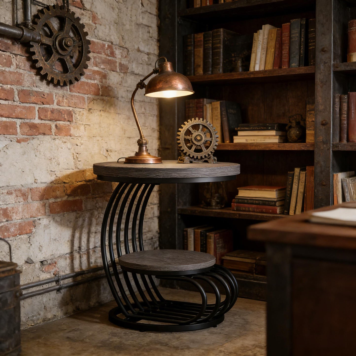 2-Tier Round Side Table - Elegant End Table with Storage