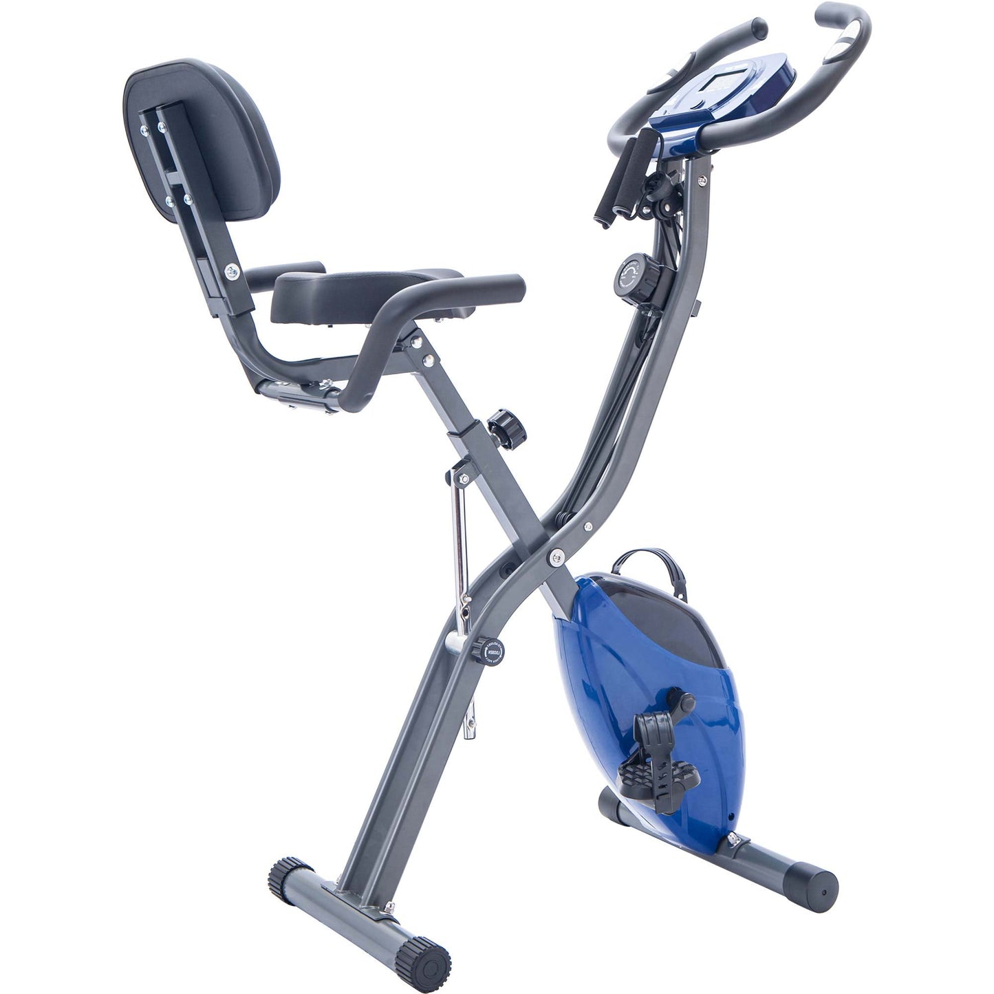 Folding Exercise Bike with 16-Level Resistance & Arm Bands - Blue