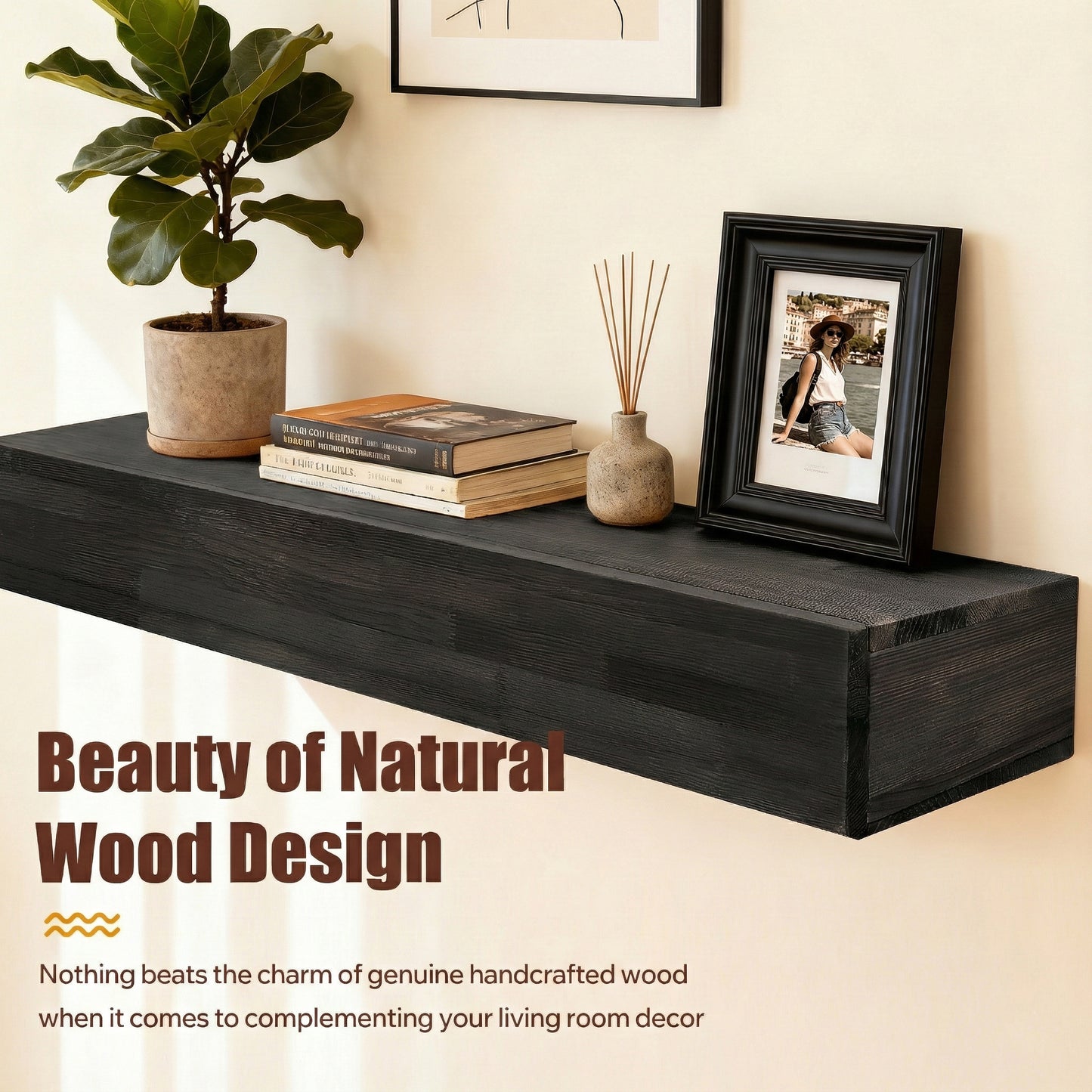 48 Rustic Wood Fireplace Mantel,Wall-Mounted & Floating Shelf For