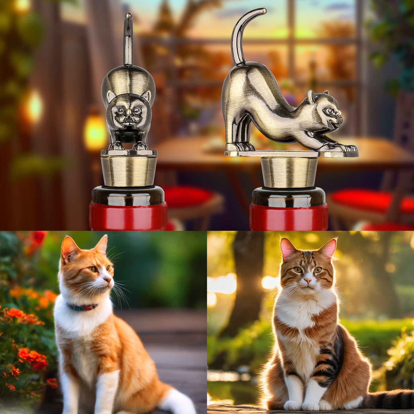 Elegant Cat-Shaped Wine Stopper Set - Gift Boxed High-End Accessories