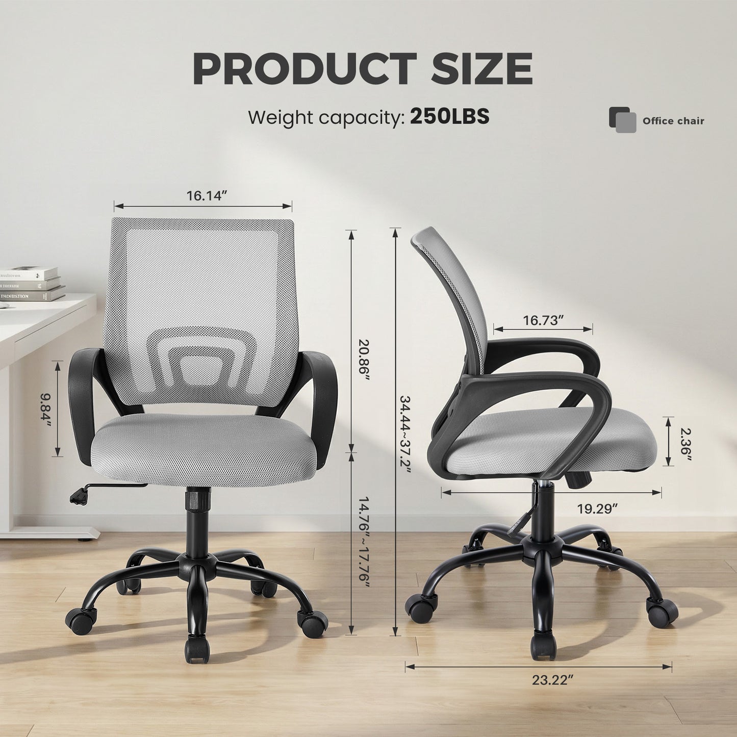 Ergonomic Office Desk Chair with Waist Support & Swivel Function