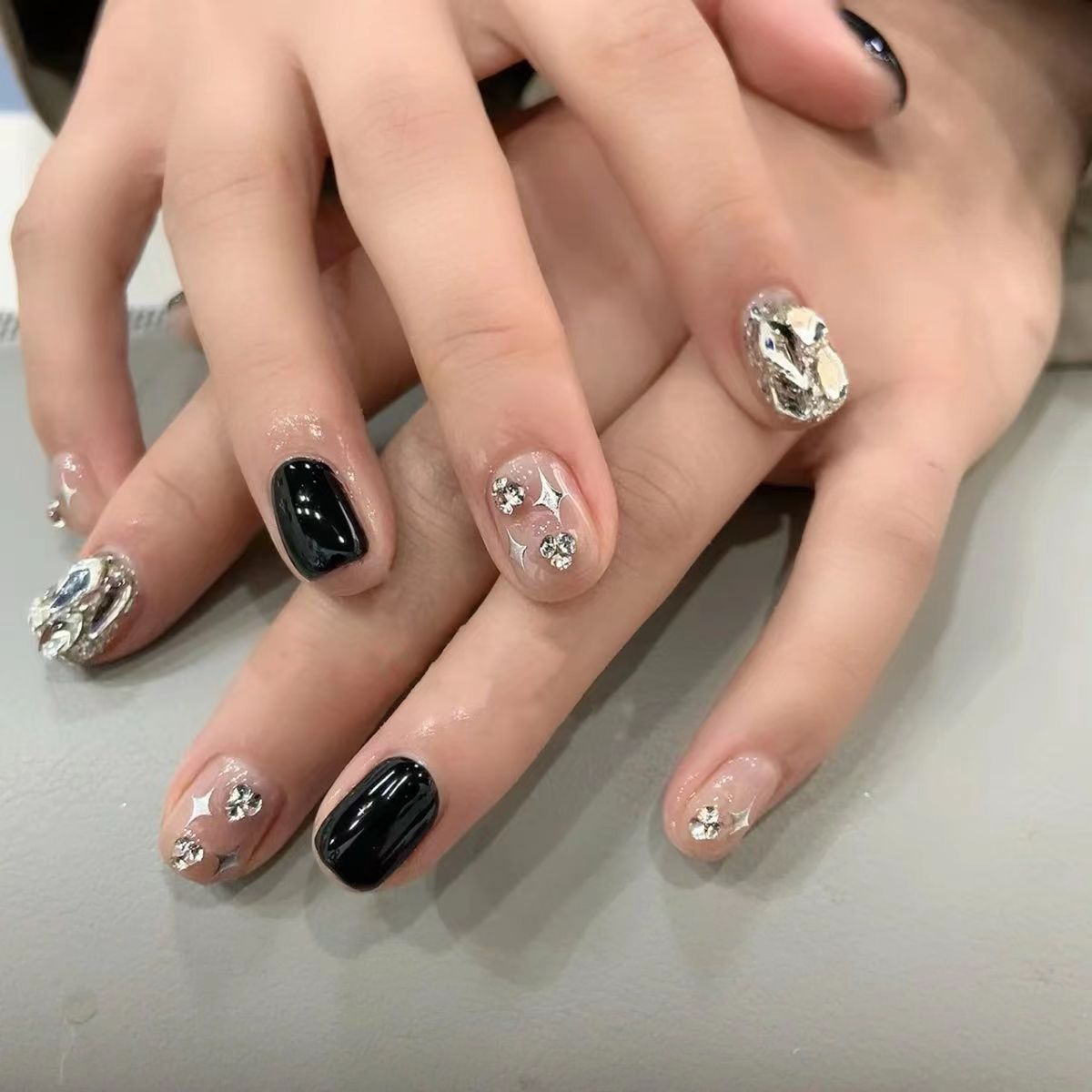 Starry Sky Rhinestone Nail Stickers with Jelly Glue Kit