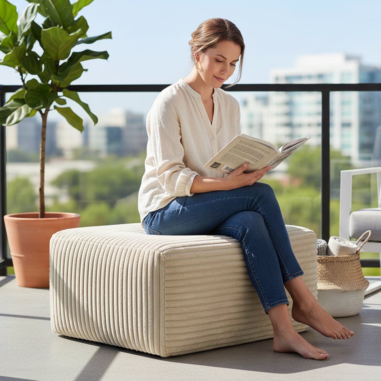 Plush Ottoman Upholstered Cloud Comfortable Supportive Modular