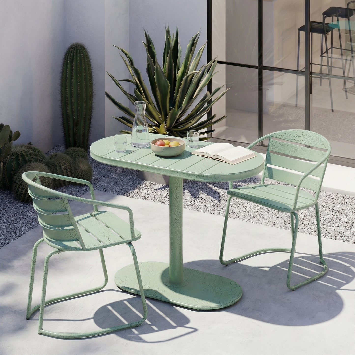 Santa Monica Outdoor Bistro Set - Green Iron Dining Furniture