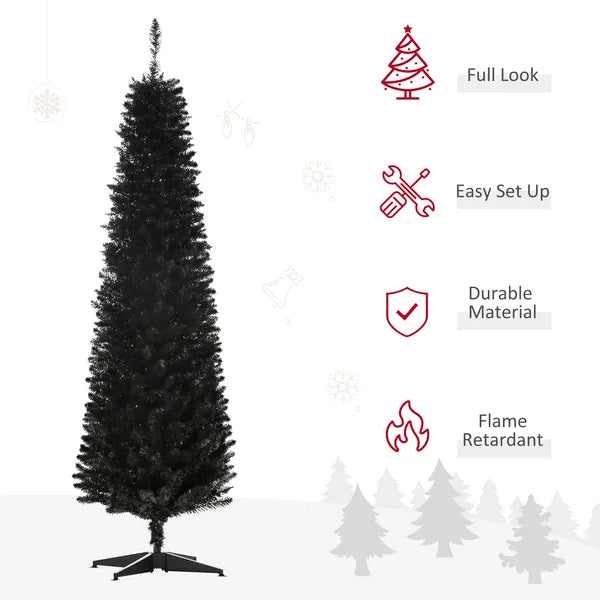 6ft Slim Pencil Artificial Christmas Tree - Black