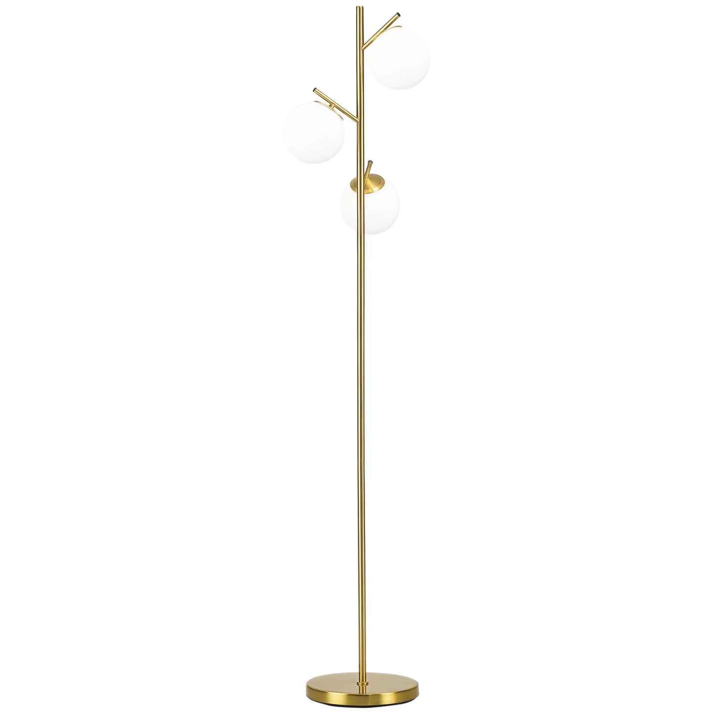 Modern 3-Light Floor Lamp with Globe Shades - Gold Tall Standing Lamp for Living Room