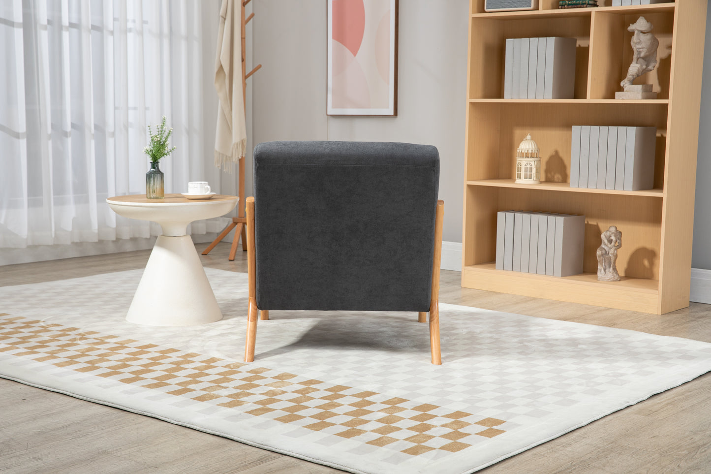 Mid Century Modern Accent Chair - Antique Grey Upholstered
