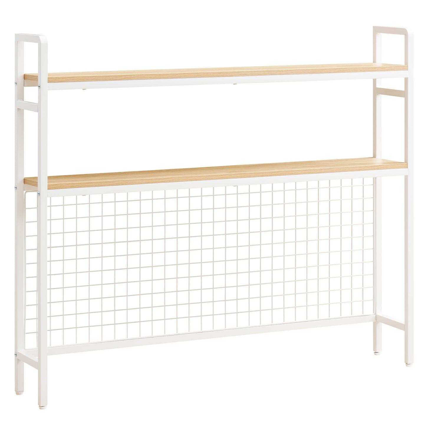 3-Tier Desktop Bookshelf Organizer with Metal Frame and Wooden Shelves - White