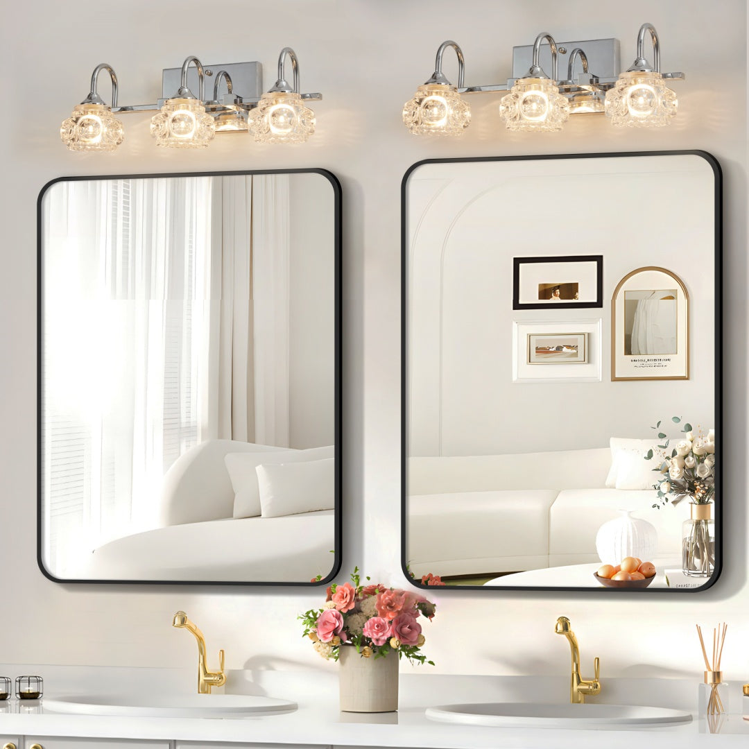 Vintage Crystal Vanity Light - 3-Light Bathroom Fixture in Nickel Finish