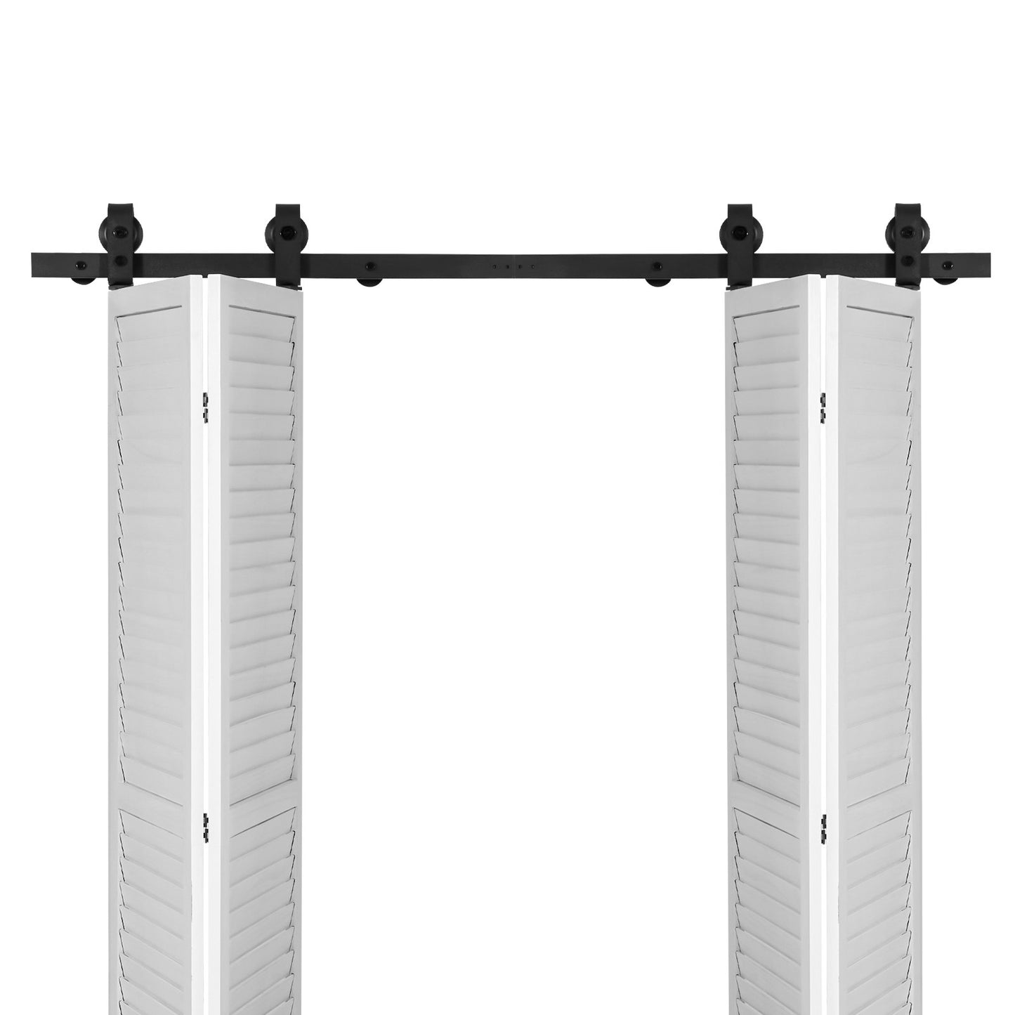 Bi-Folding Barn Door Hardware Track Kit 60 Inch for Heavy Doors - Black