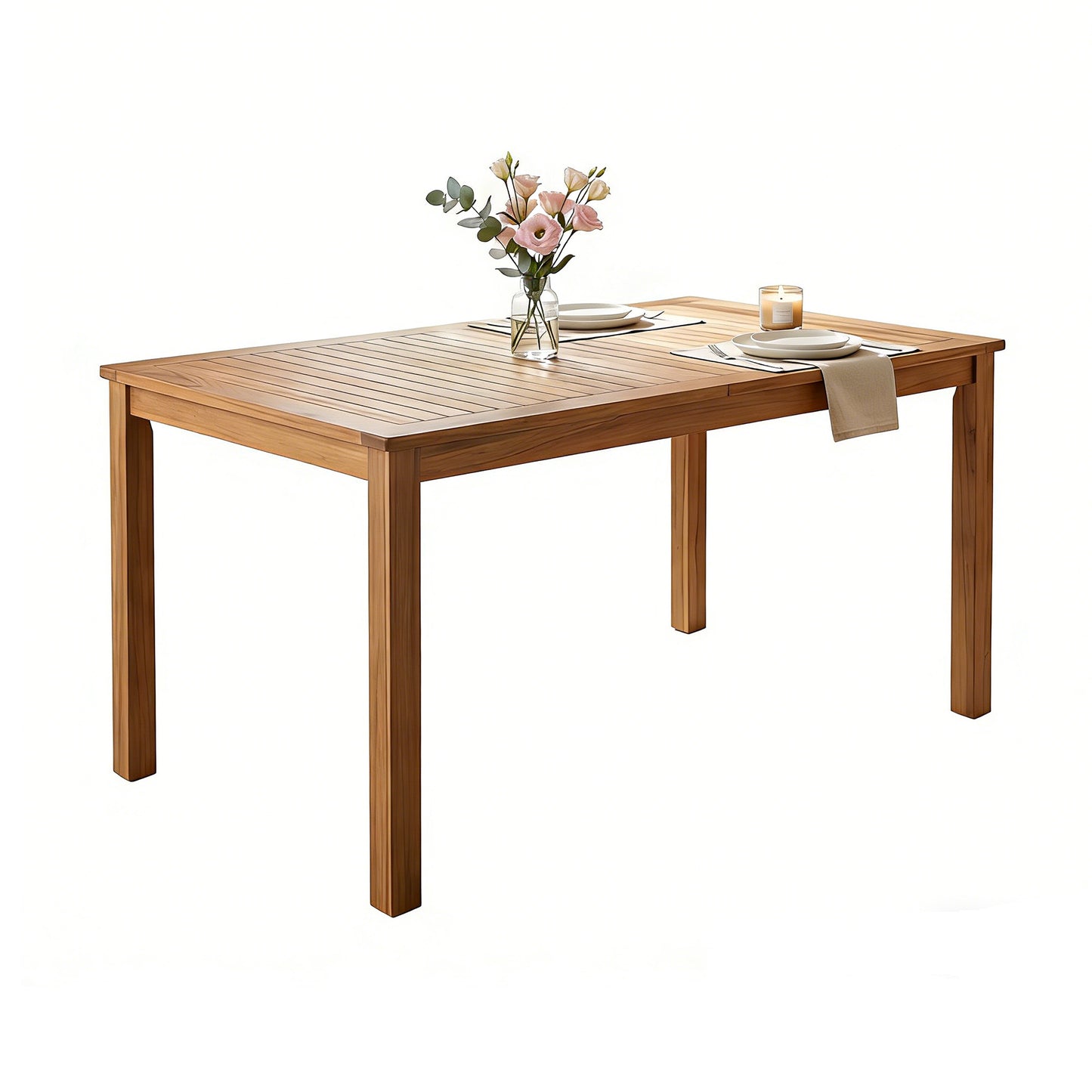 Outdoor 67" Rectangular Dining Table - Natural Acacia Wood