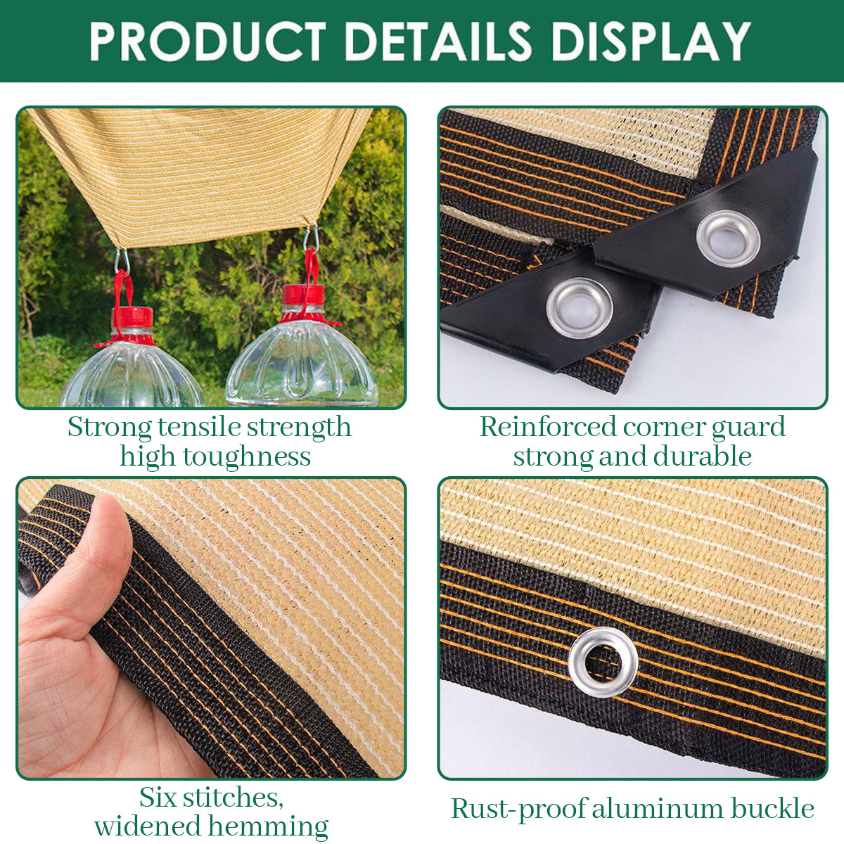 Outdoor Sunshade Net - 3x4 Meters with 4 Hooks