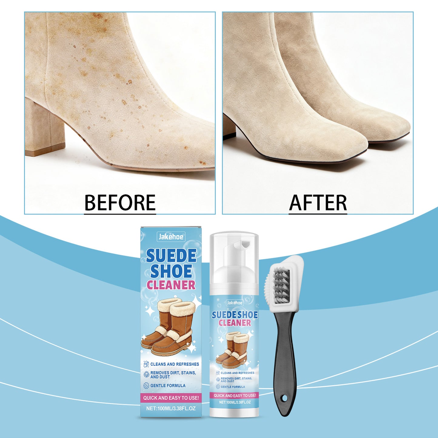 Suede Shoe Cleaning Set with 100ml Bottle & Brush - Shoe Care Kit