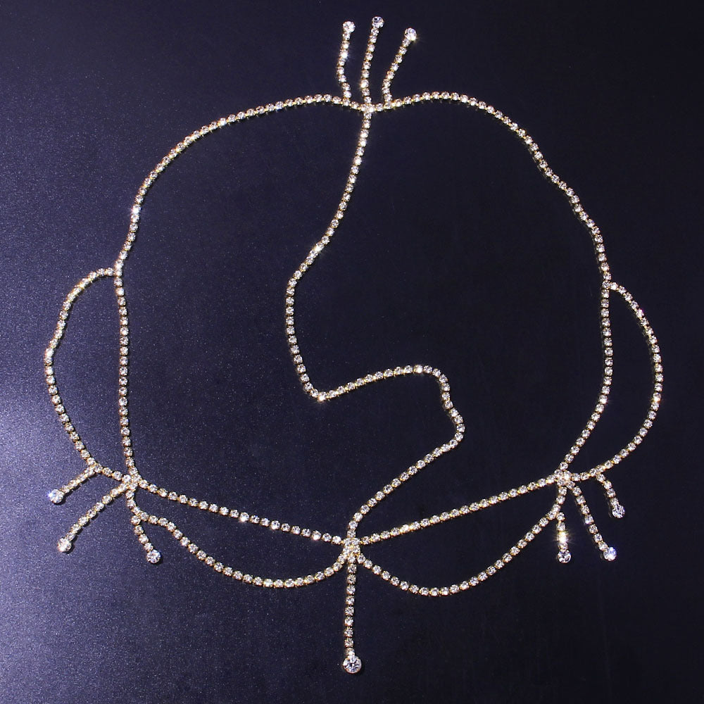 Bridal Rhinestone Hair Accessories with Tassels and Headdress Jewelry