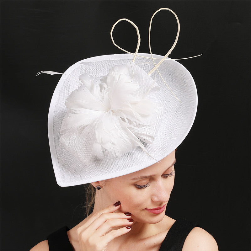 Dome Top Hat with Feathers - Women's Hair Clip