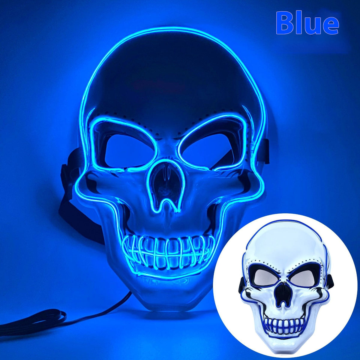 White Skull LED Mask Luminous Party Mask with Battery Operated Lighting