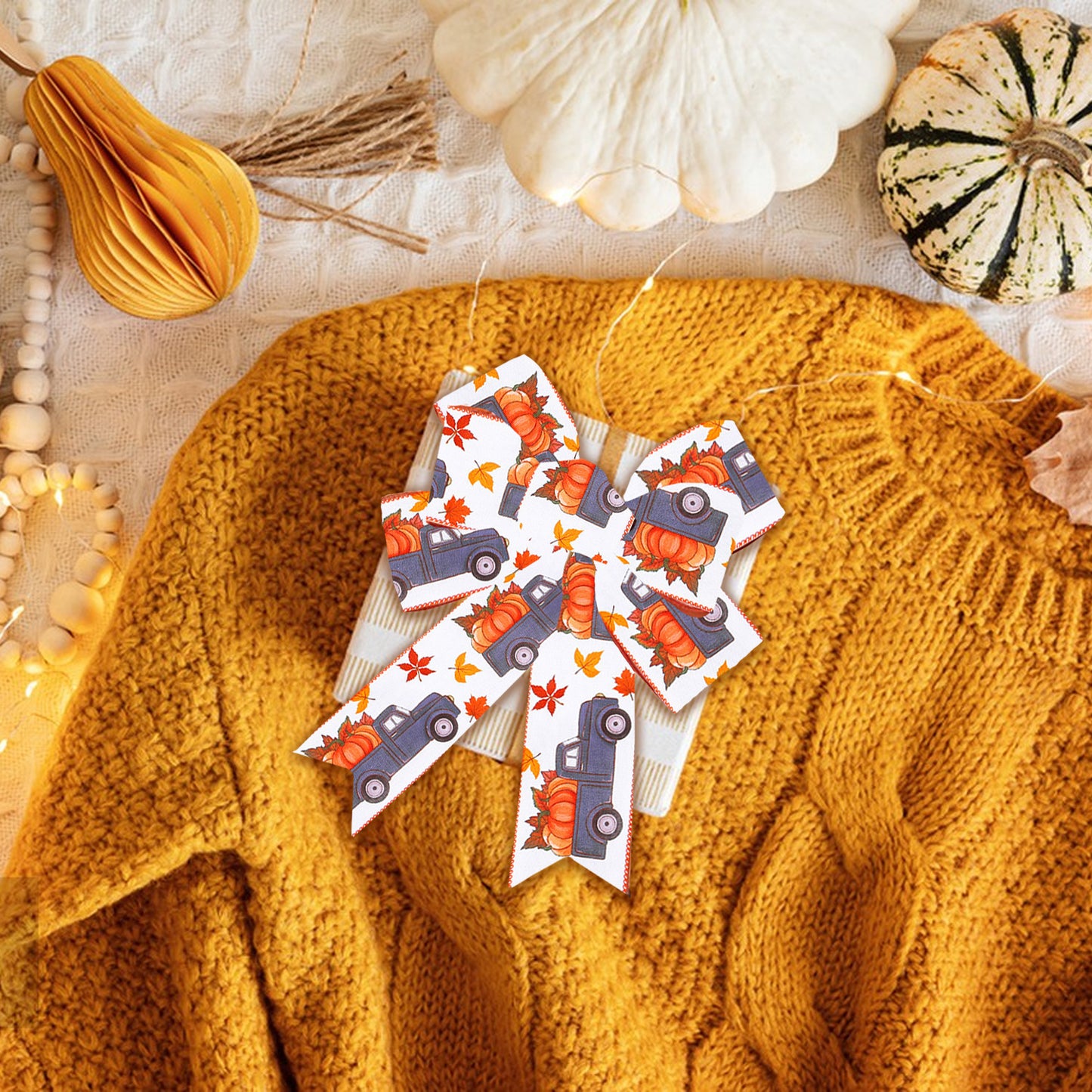Thanksgiving Wired Edge Ribbon - 4 Rolls, 20 Yards, Orange