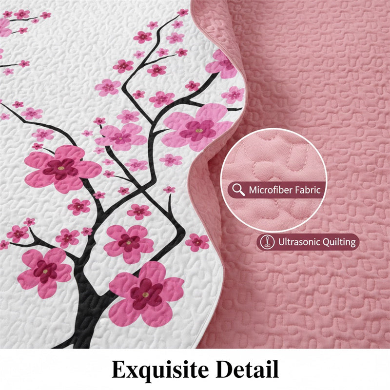 Pink Floral 5-Piece Quilt Set with Pillow Shams & Covers