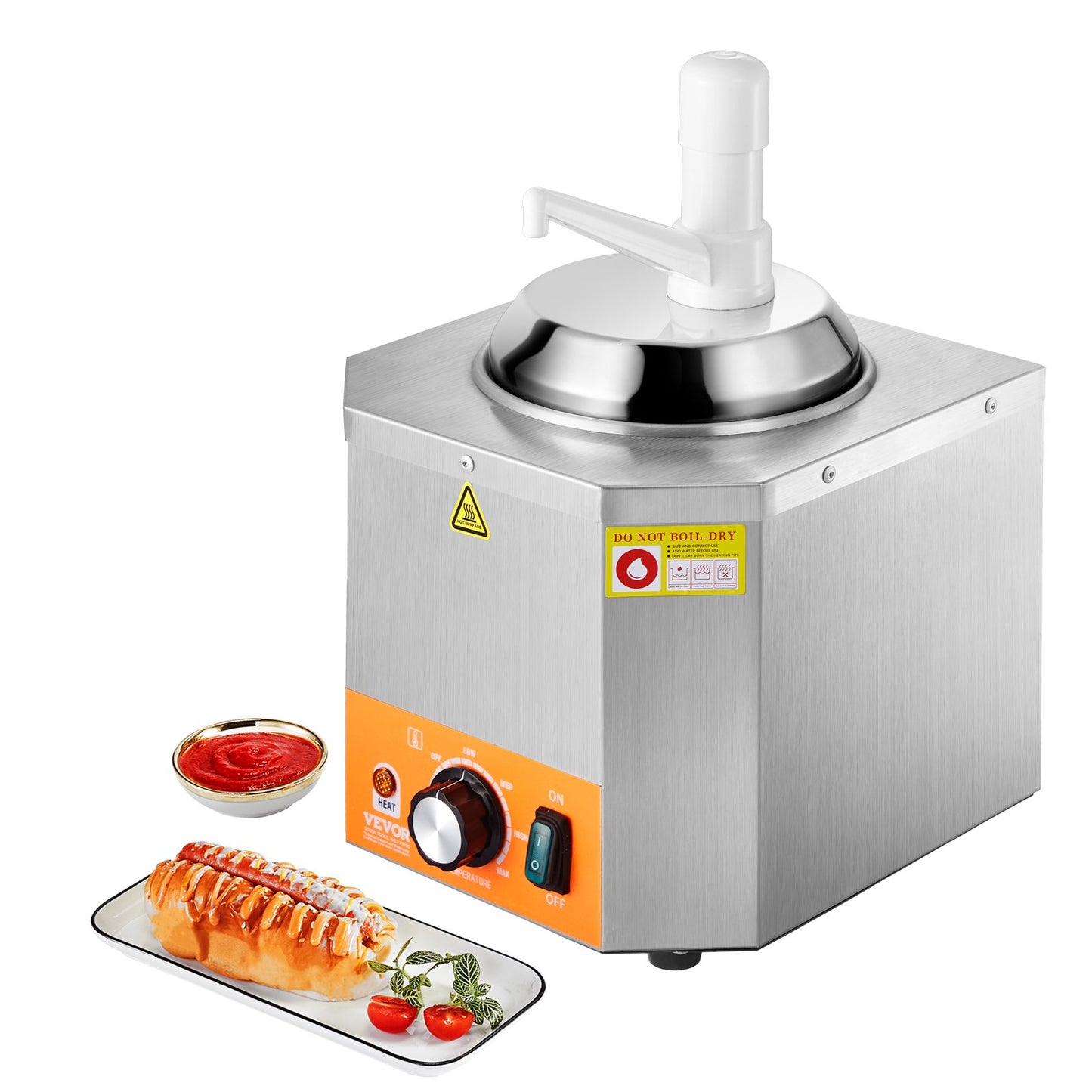 2.4L Electric Cheese Dispenser with Pump - Commercial Kitchen Appliance, Silver