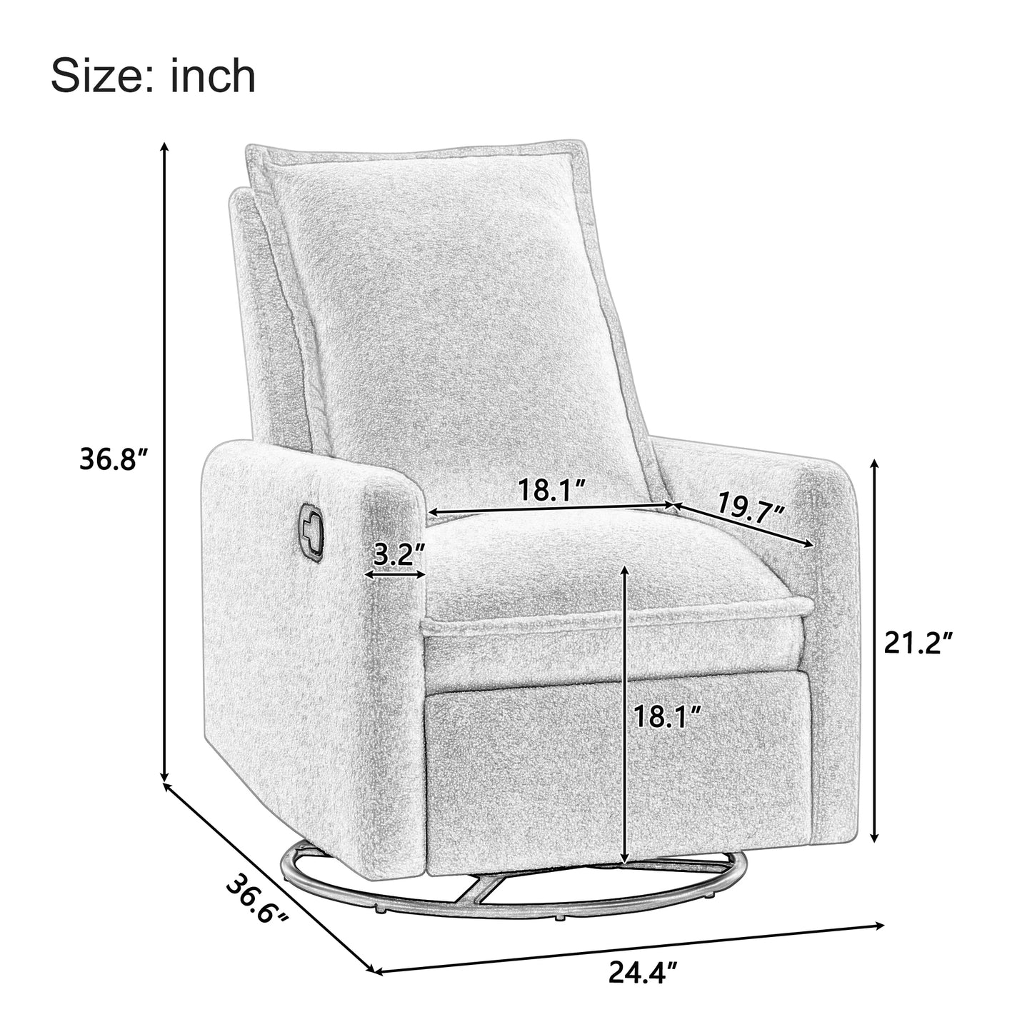 Swivel Rocker Recliner Chair - Teddy Fleece Oatmeal