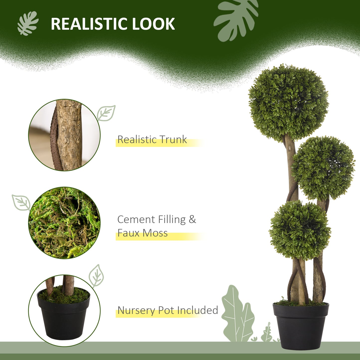 35.5" Artificial Boxwood Topiary Tree - Light Green