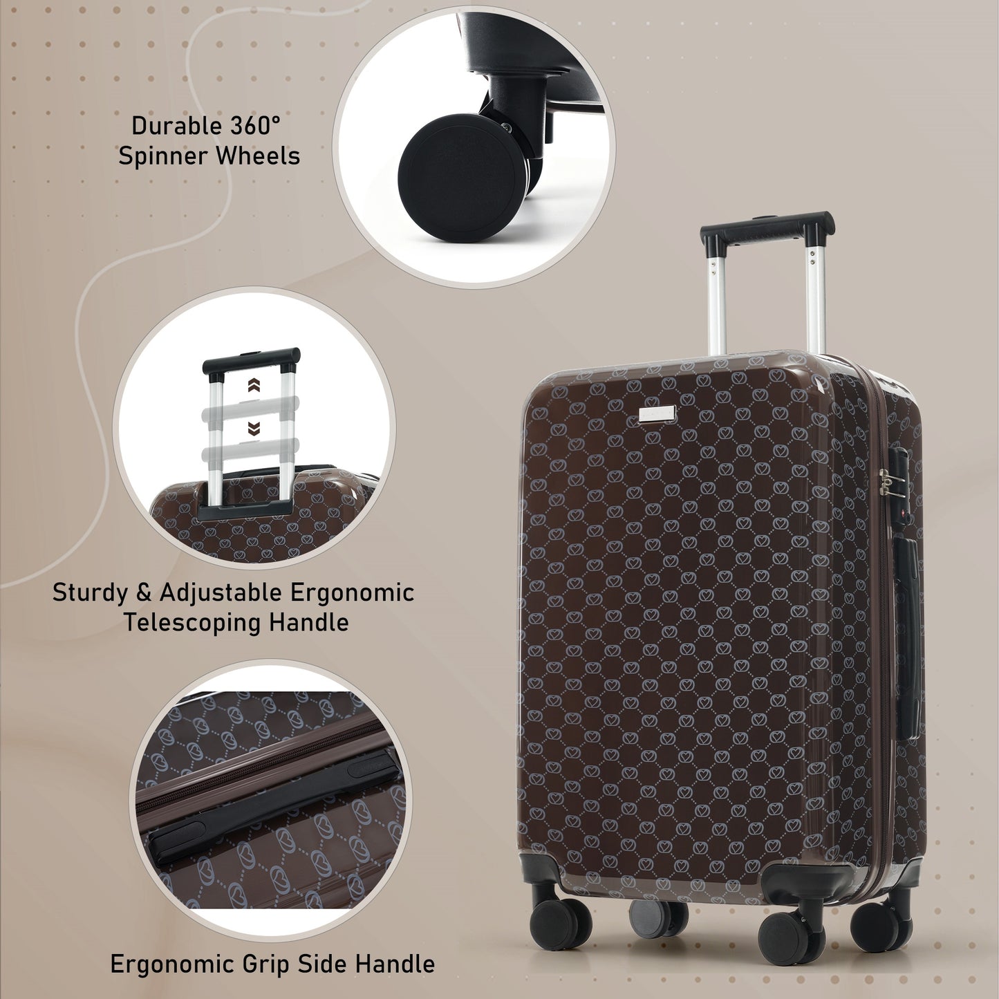 5-Piece Hardside Luggage Set with TSA Lock - Brown