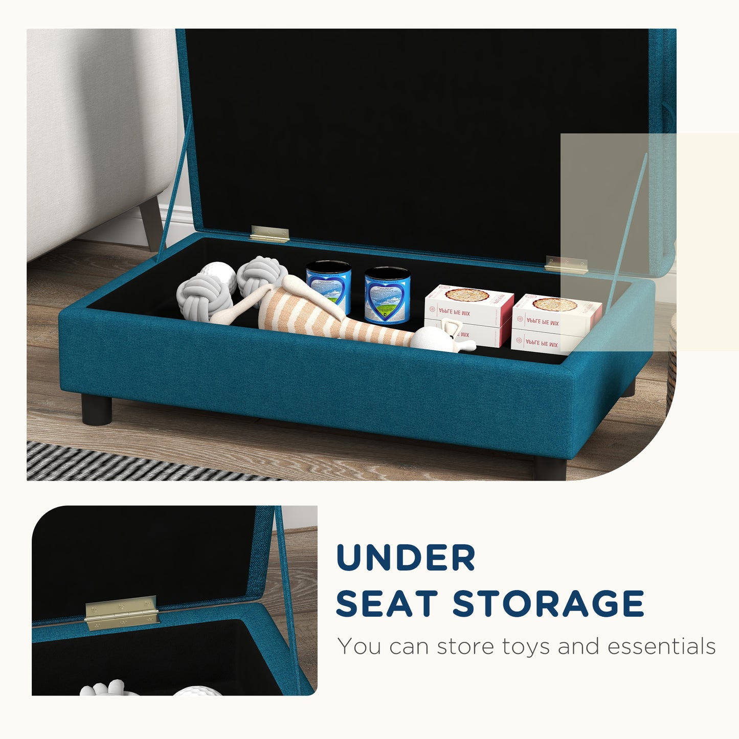 Small Dog Sofa Bed with Storage - Dark Blue Pet Couch for Comfort & Organization