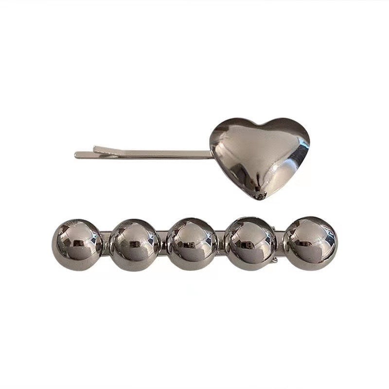 Metal Heart Hair Clip - Gold & Silver Hair Accessories for Women