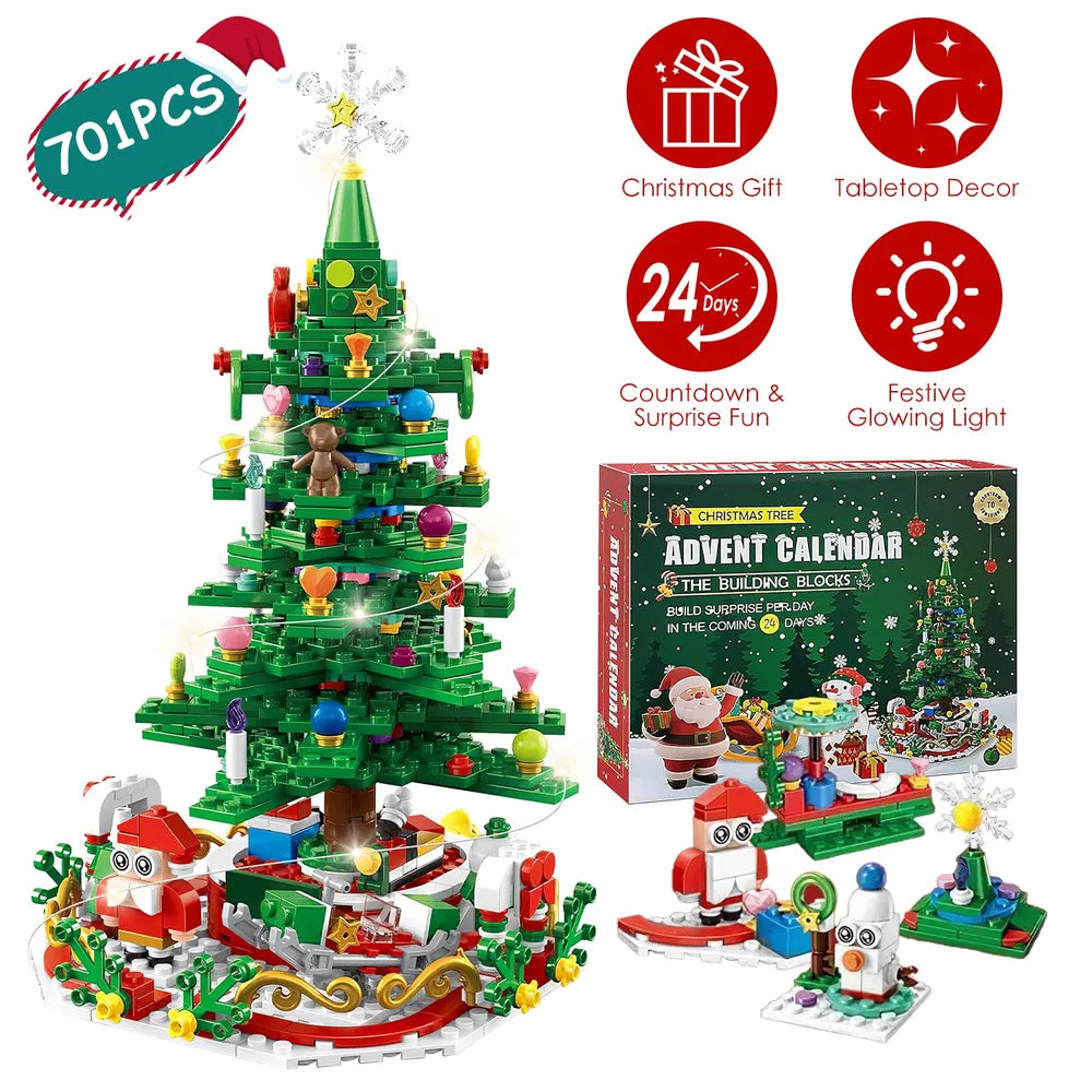 Christmas Tree Building Toy Set - 701 Pieces with LED Lights